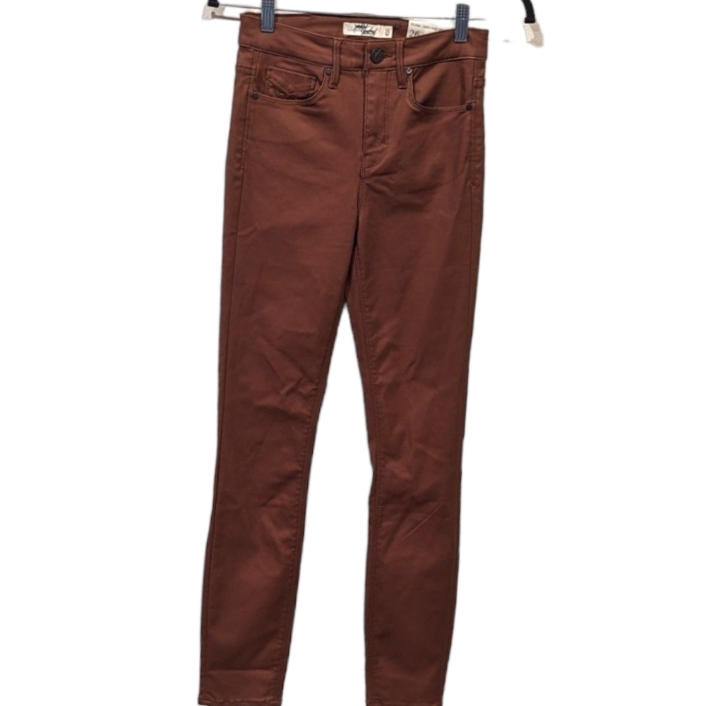 Unpublished Olivia Coated Skinny Slim Leg Faux Leather Burnished Rust Jeans (26)